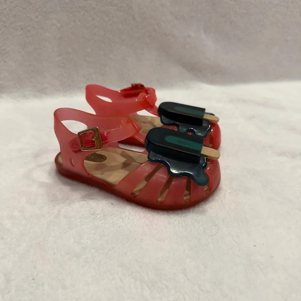 Mini Melissa Red Jelly Sandals‎ Popsicle Charm Buckle Strap Kids Size 8